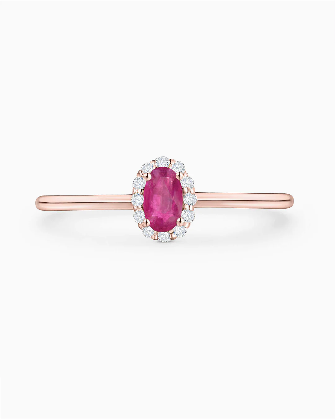 Sortija Nina de Rubí y Diamantes en Oro Rosa de 18 Kt