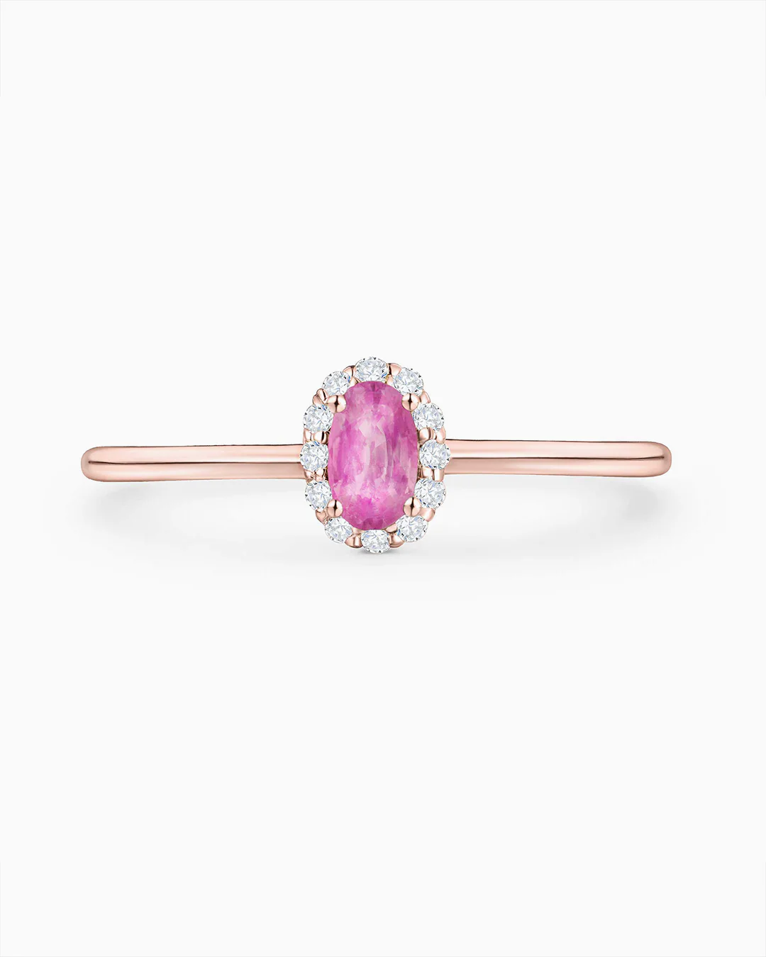 Sortija Nina de Zafiro Rosa y Diamantes en Oro Rosa de 18 Kt