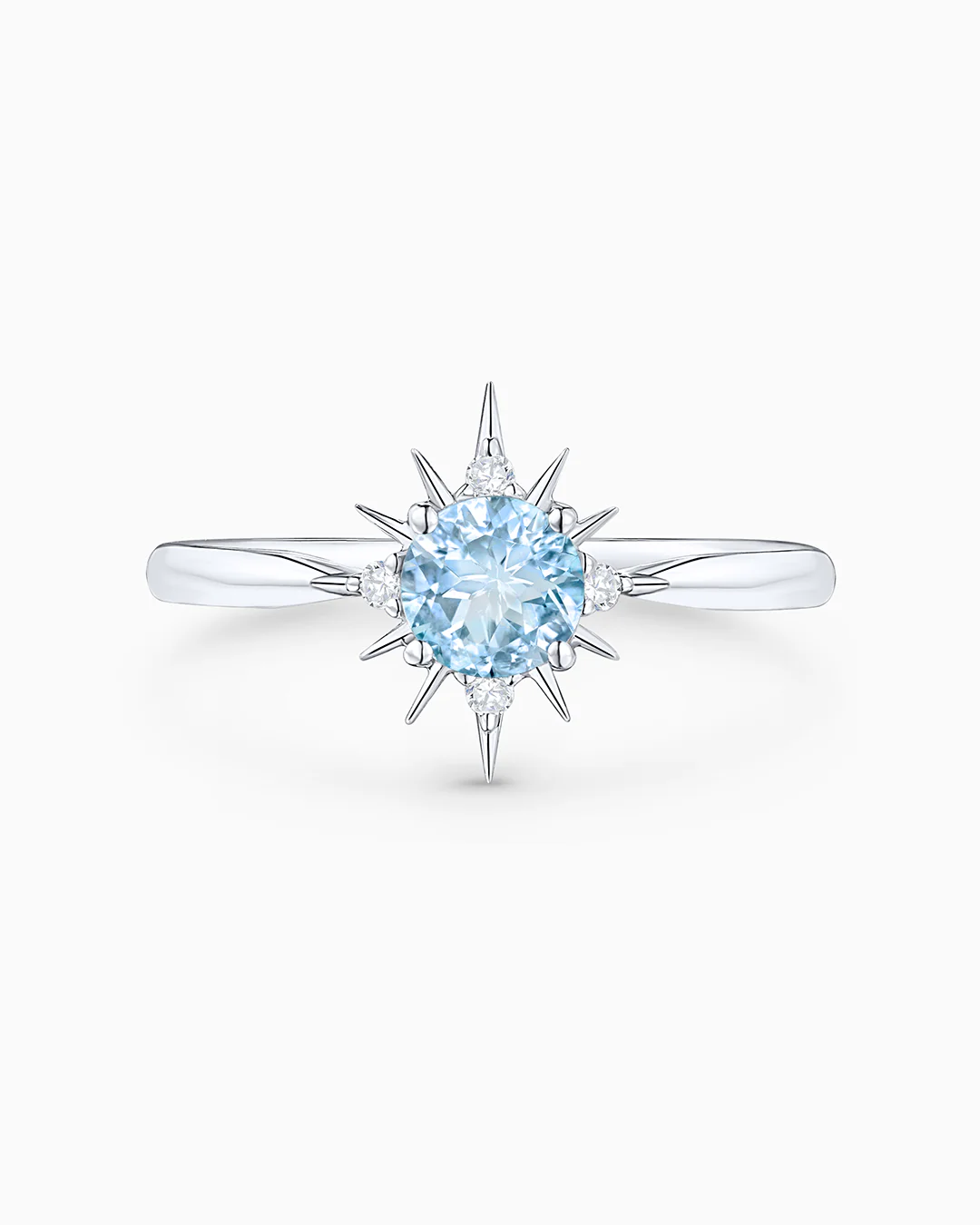 Sortija Oursin de Aguamarina y Diamantes en Oro Blanco de 18 Kt - Image 4