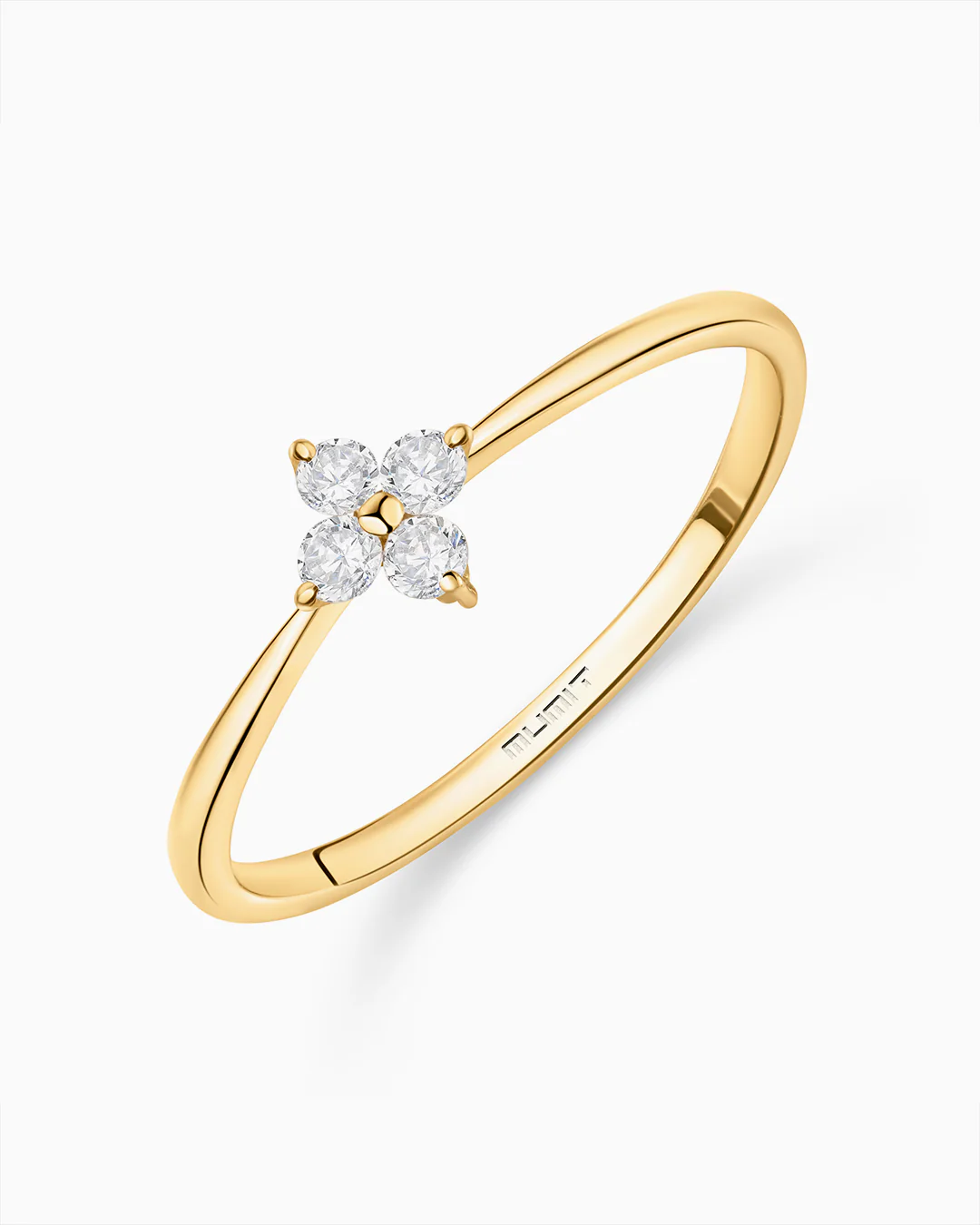 Sortija Petite Diamonds Cross en Oro Amarillo de 18 Kt