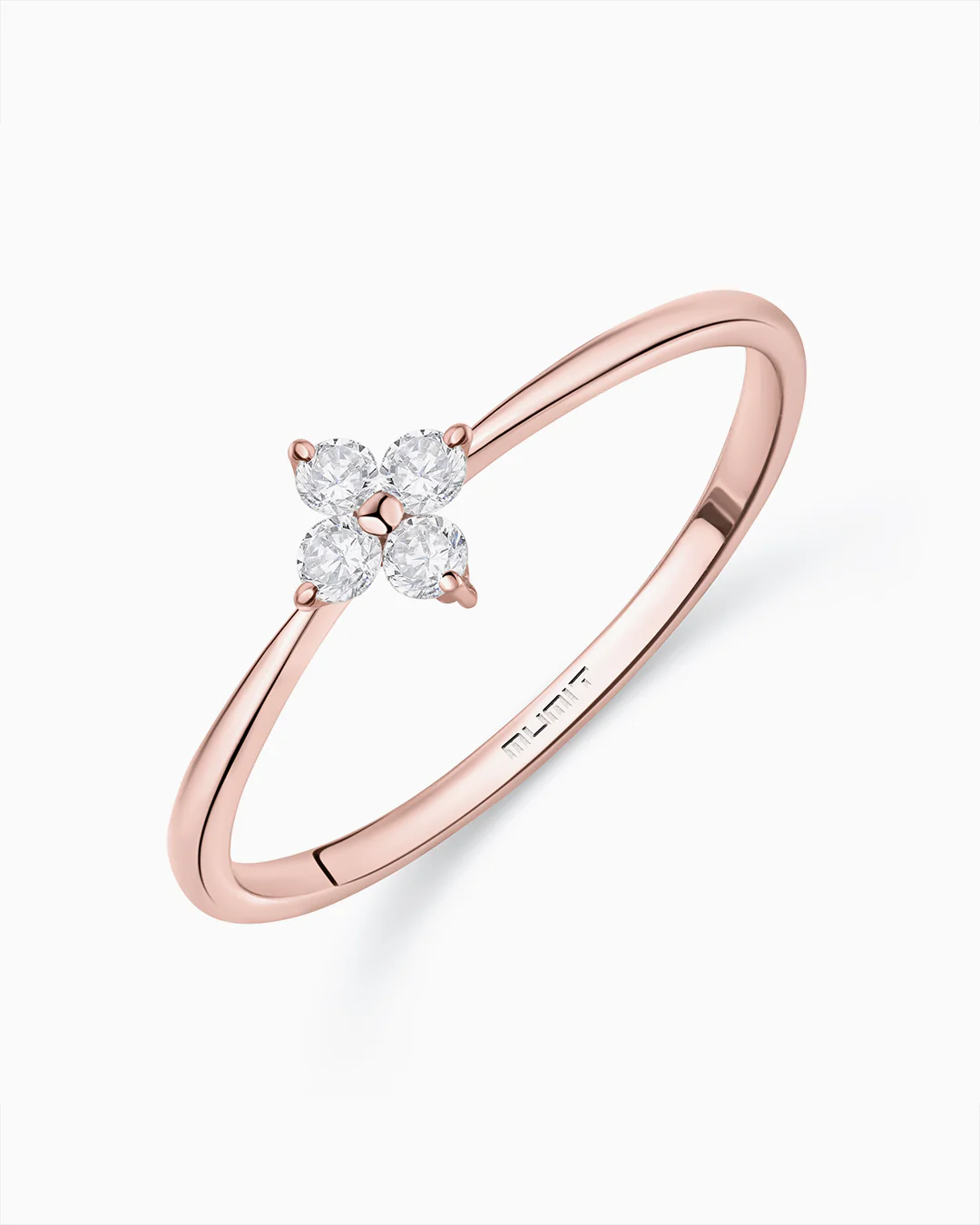 Sortija Petite Diamonds Cross en Oro Rosa de 18 Kt