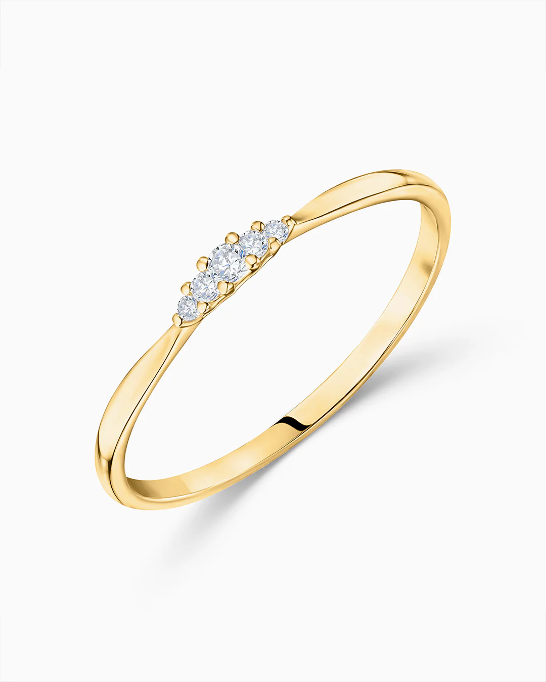 Sortija Petite Diamonds Wave en Oro Amarillo de 18 Kt