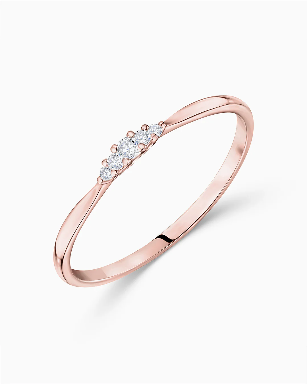 Sortija Petite Diamonds Wave en Oro Rosa de 18 Kt