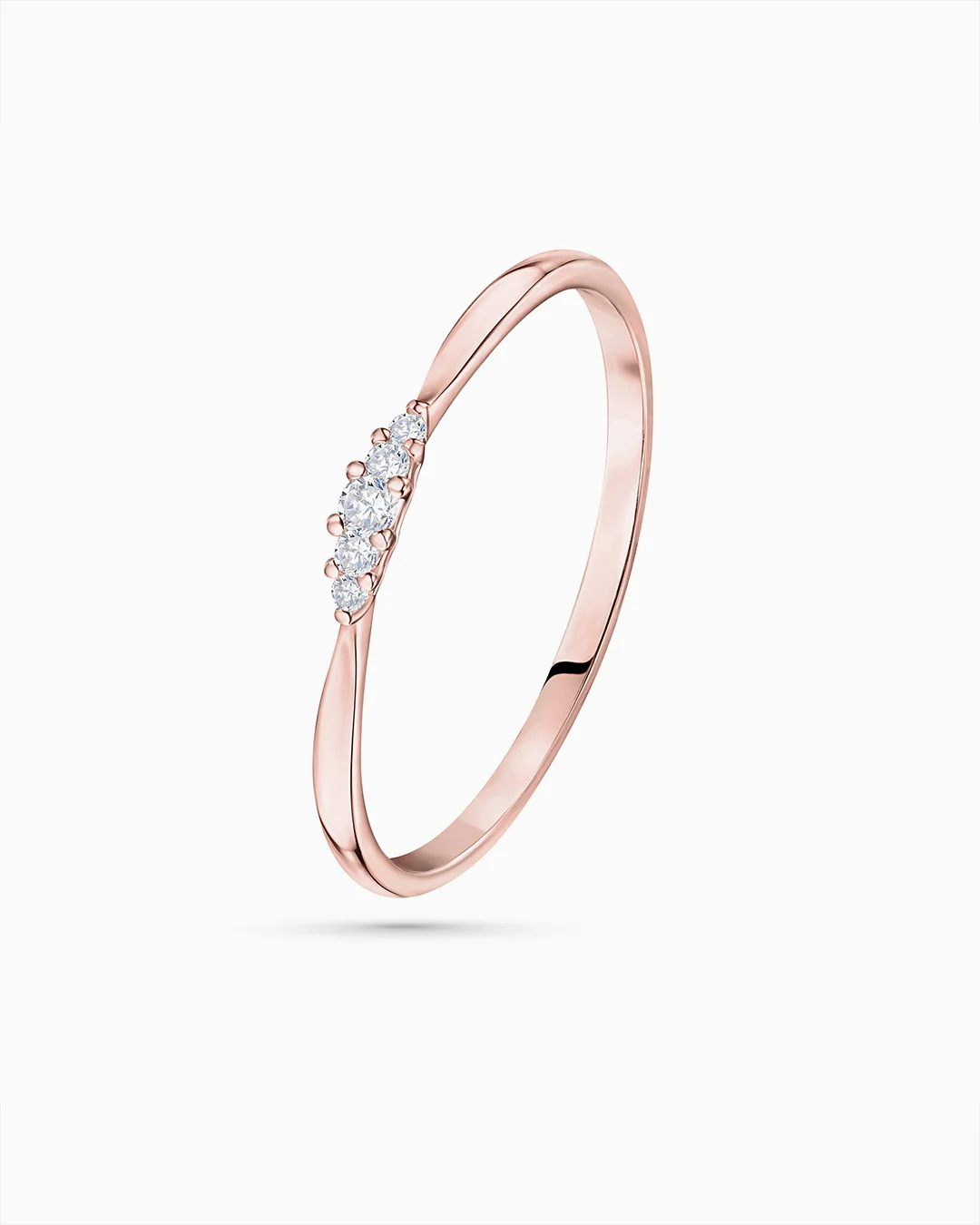 Sortija Petite Diamonds Wave en Oro Rosa de 18 Kt - Image 4