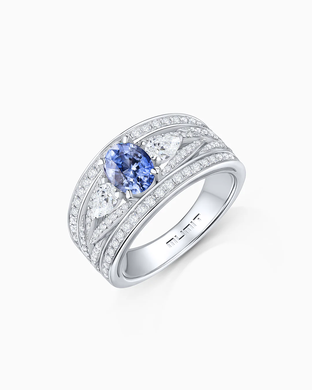 Sortija Queen of Ceylon de Zafiro y Diamantes en Oro Blanco de 18 Kt - Image 3