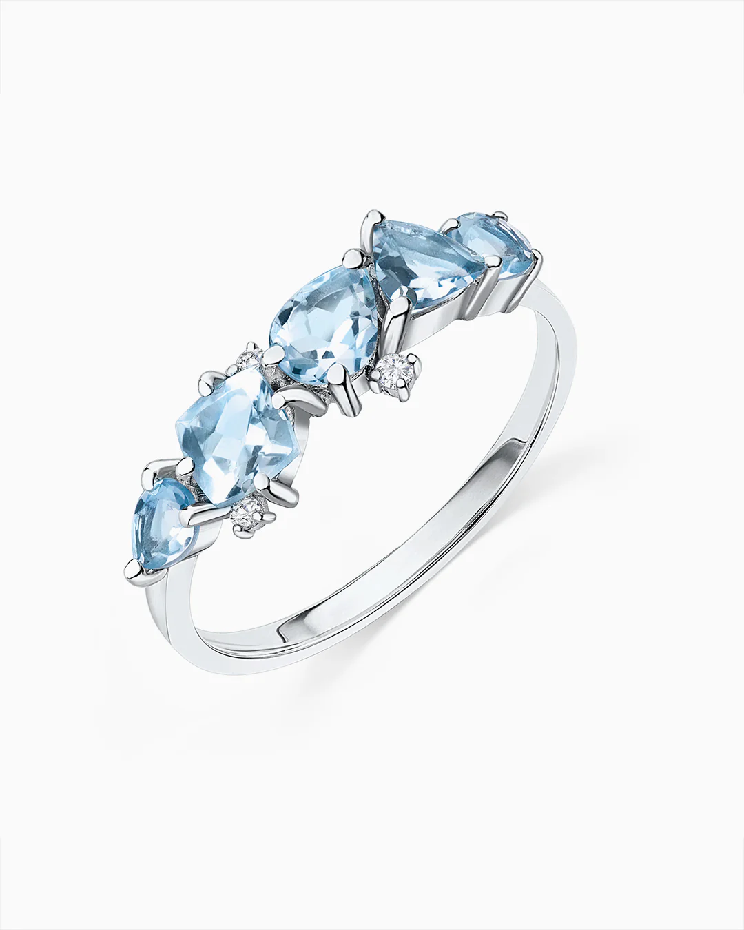 Sortija Radiant de Aguamarina y Diamantes en Oro Blanco de 18 Kt