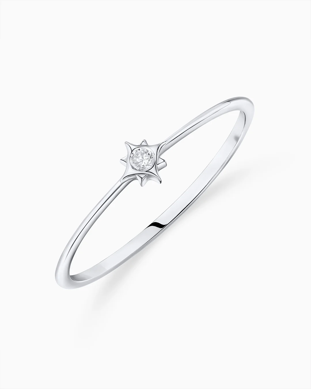Sortija Rosa de los Vientos Petit de Diamante en Oro Blanco de 18 Kt