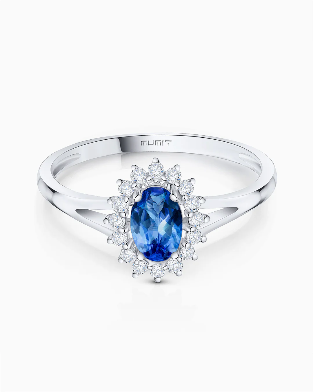 Sortija Rosa del Kilimanjaro de Tanzanita y Diamantes en Oro Blanco de 18 Kt_PE