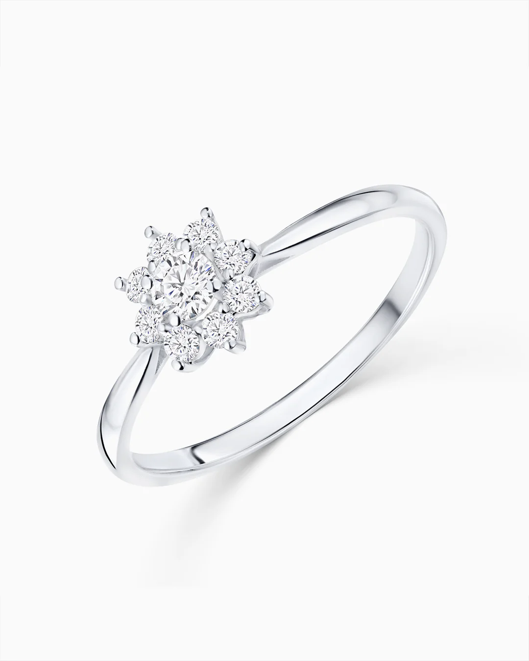 Sortija Rosette Solitaire de Diamantes 0,34 Cts. en Oro Blanco de 18 Kt - Image 6