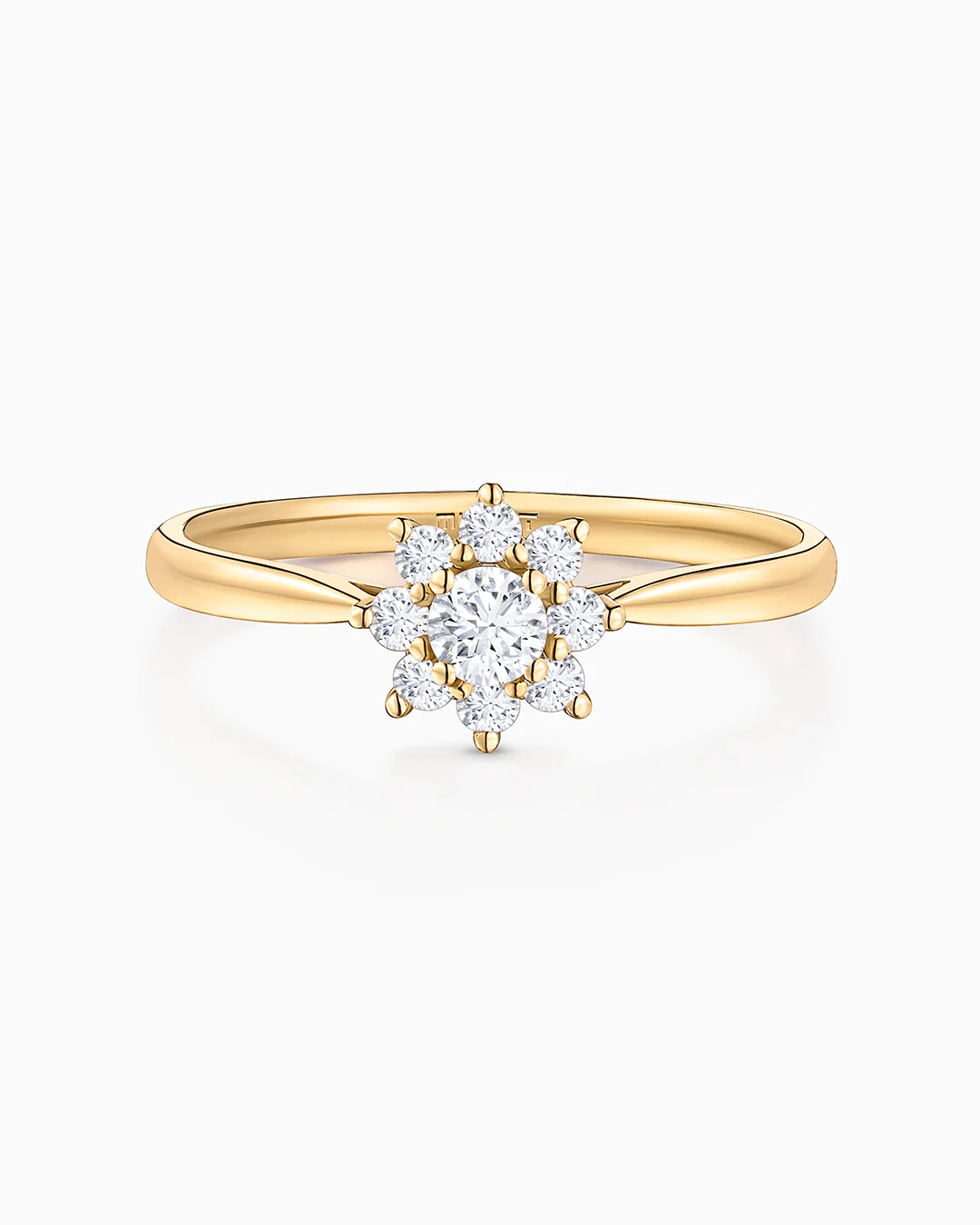 Sortija Rosette Solitaire de Diamantes 0,34 Cts. en Oro Amarillo de 18 K