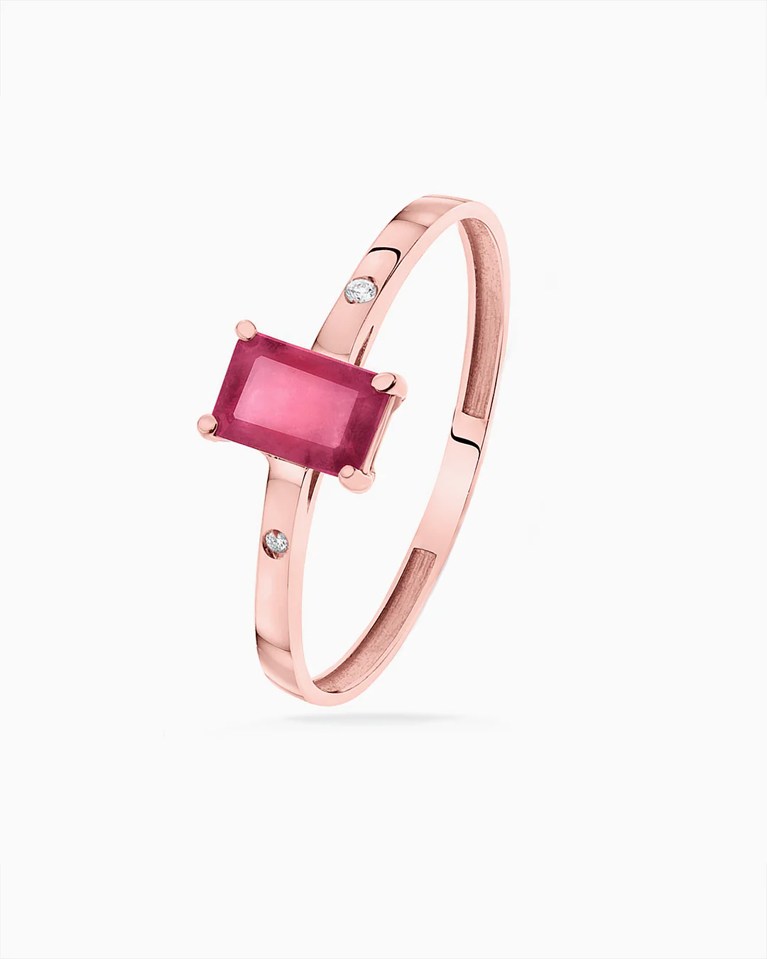 Sortija de Rubí Baguette y Diamantes Oro Rosa de 18 Kt - Image 3