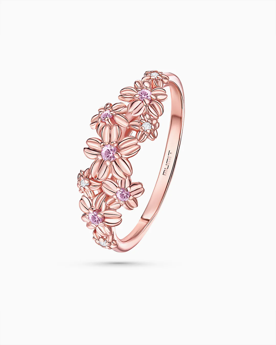 Sortija Sakura de Zafiros Rosas y Diamantes en Oro Rosa de 18 Kt - Image 3