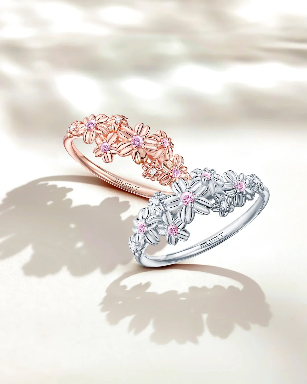Sortija Sakura de Zafiros Rosas y Diamantes en Oro Rosa de 18 Kt - Image 4