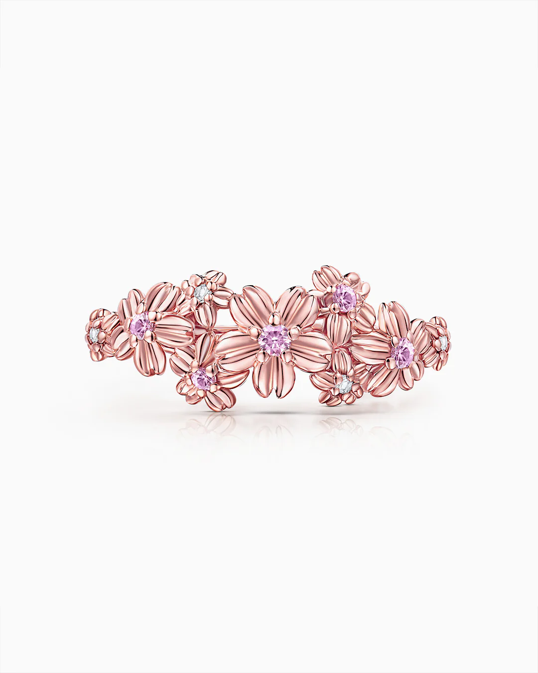 Sortija Sakura de Zafiros Rosas y Diamantes en Oro Rosa de 18 Kt - Image 5