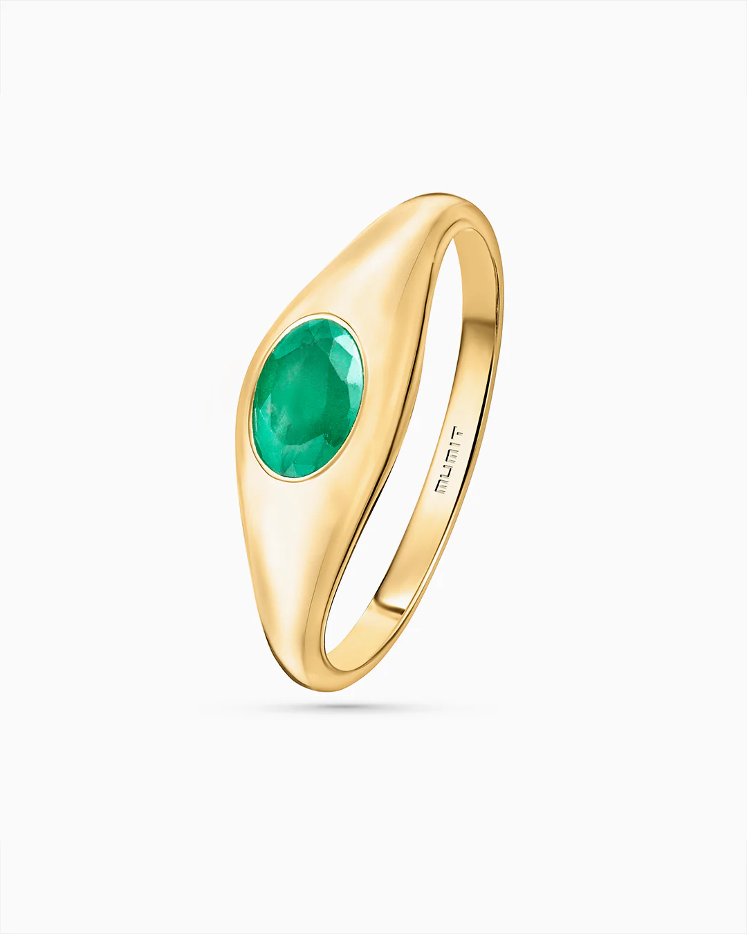 Sortija Sello Amar de Esmeralda Oval en Oro Amarillo de 18 Kt - Image 3