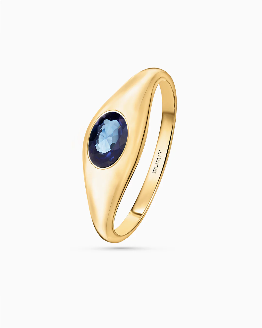 Sortija Sello Amar de Zafiro Oval en Oro Amarillo de 18 Kt - Image 4