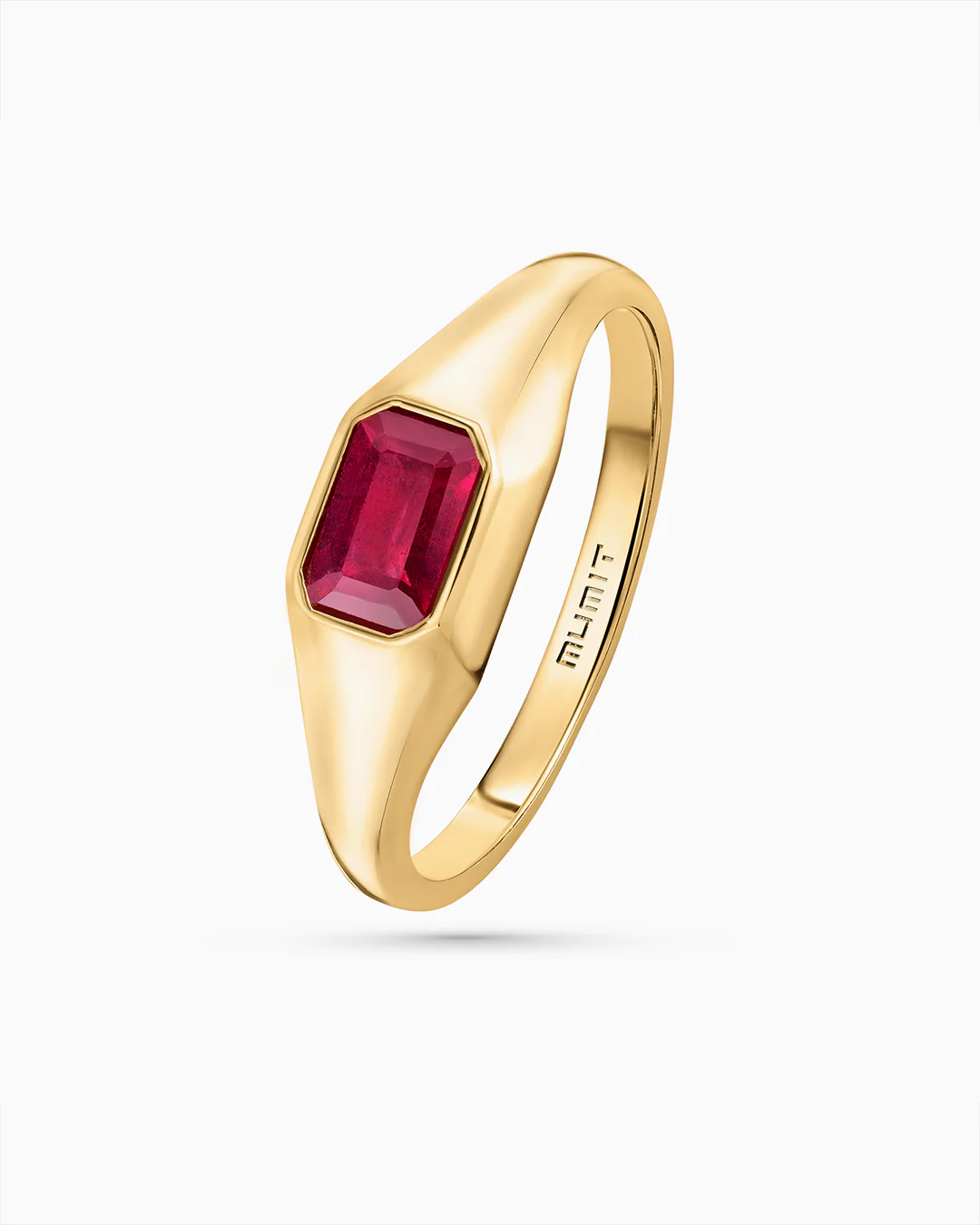 Sortija Sello Amar de Rubí en Oro Amarillo de 18 Kt - Image 3