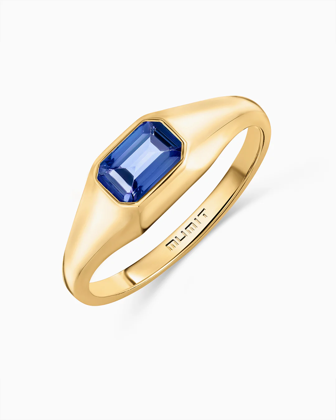 Sortija Sello Amar de Zafiro en Oro Amarillo de 18 Kt