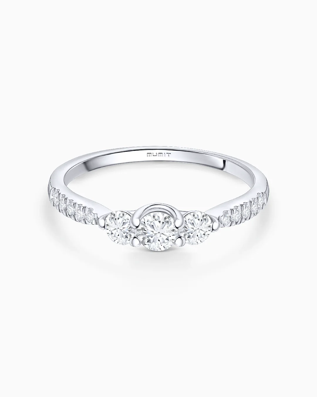 Sortija Tressa Pavé de Diamantes 0,55 Cts. en Oro Blanco de 18 Kt