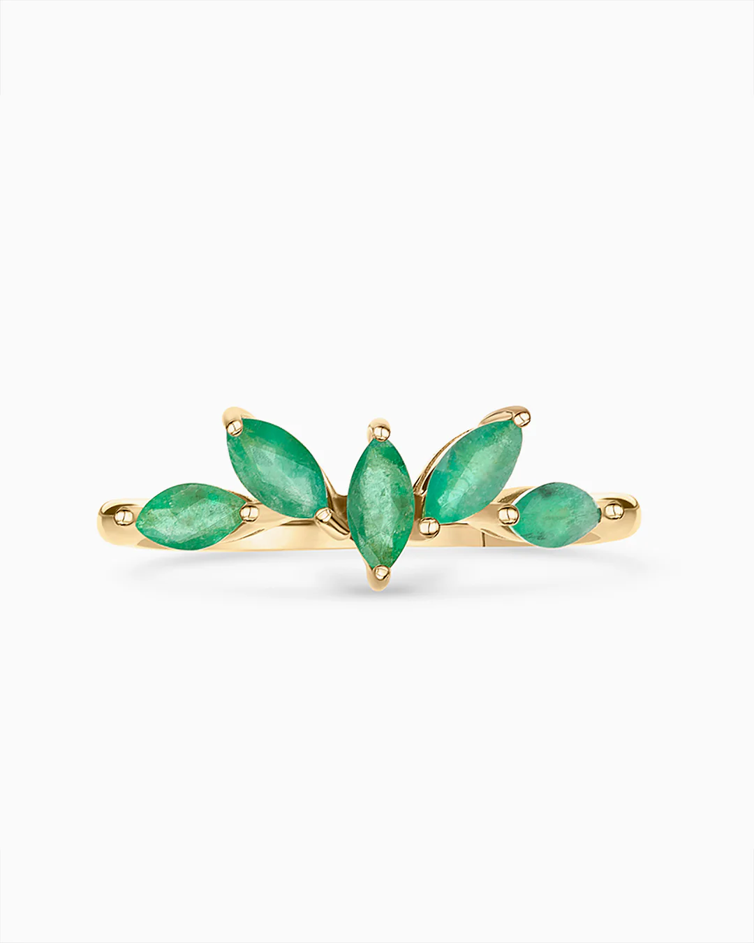 Sortija Tri-Marquise Esmeralda en Oro Amarillo de 18 Kt - Image 4