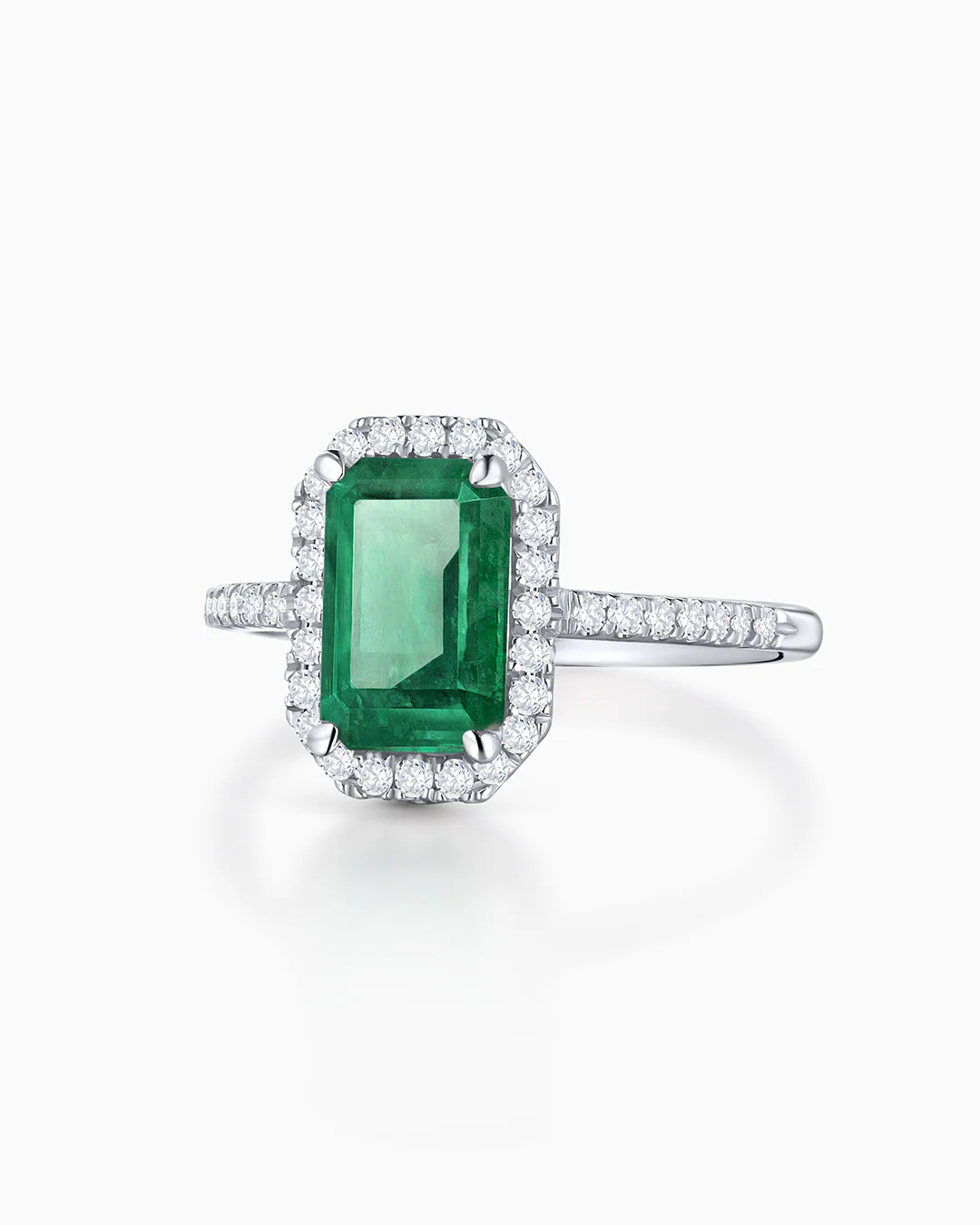 Sortija Victoria de Esmeralda y Diamantes en Oro Blanco de 18 Kt - Image 4