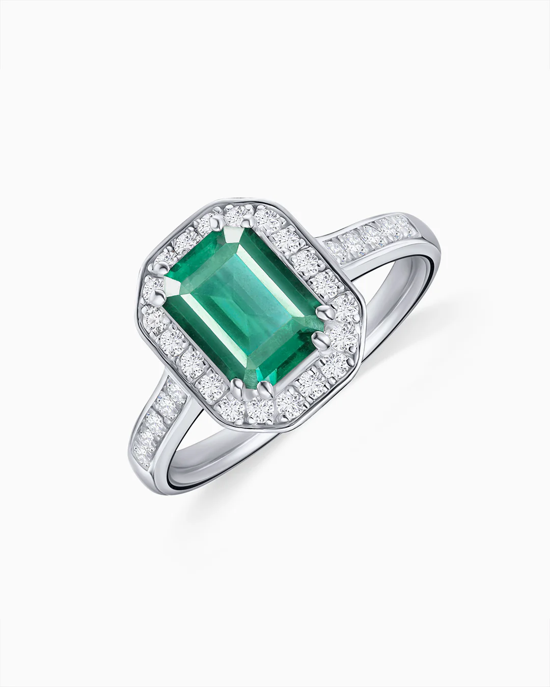 Sortija Windsor de Esmeralda y Diamantes en Oro Blanco de 18 Kt - Image 4
